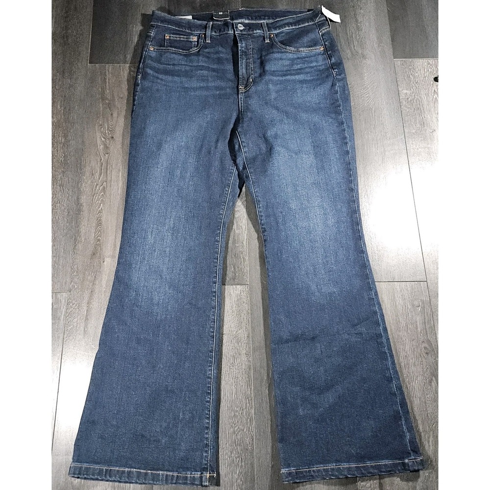 NWT Gap Flare High Rise Jeans Women 34/18R Blue Stretch Denim Cowgirl Western